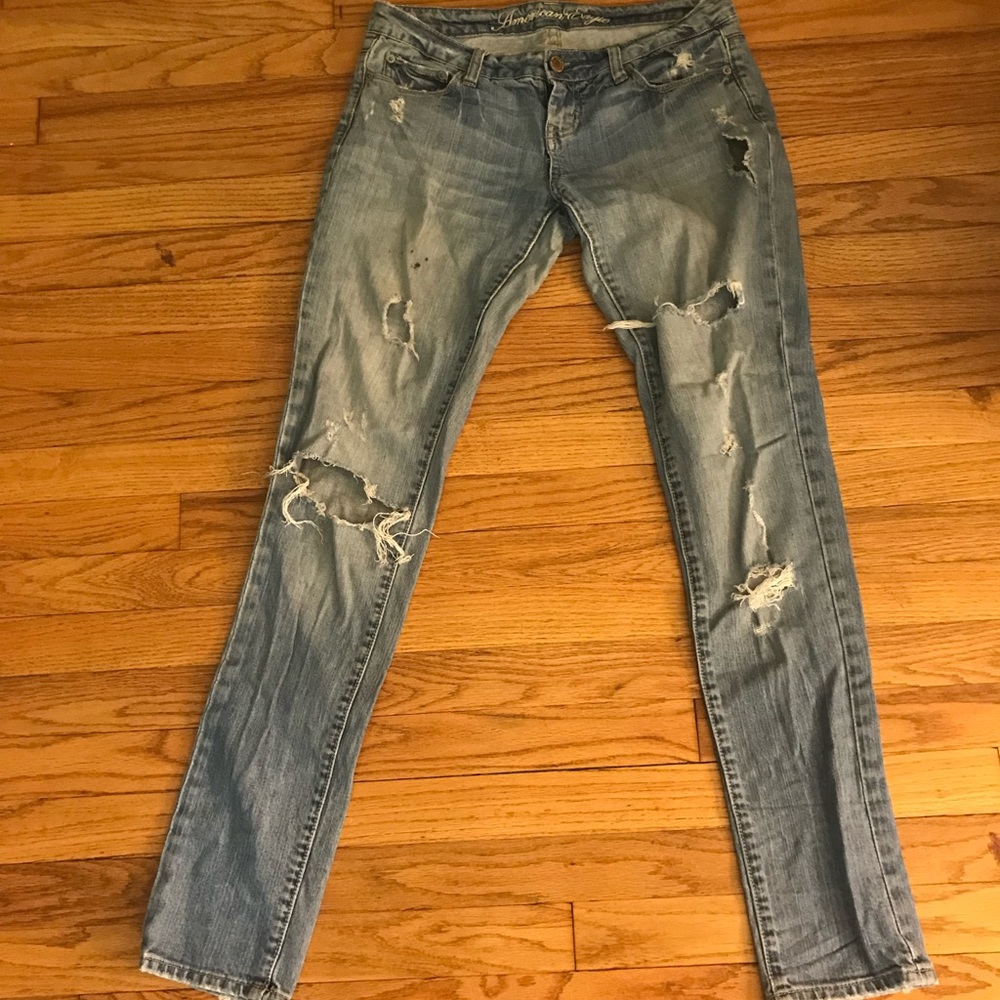 4 skinny jeans American eagle ripped long